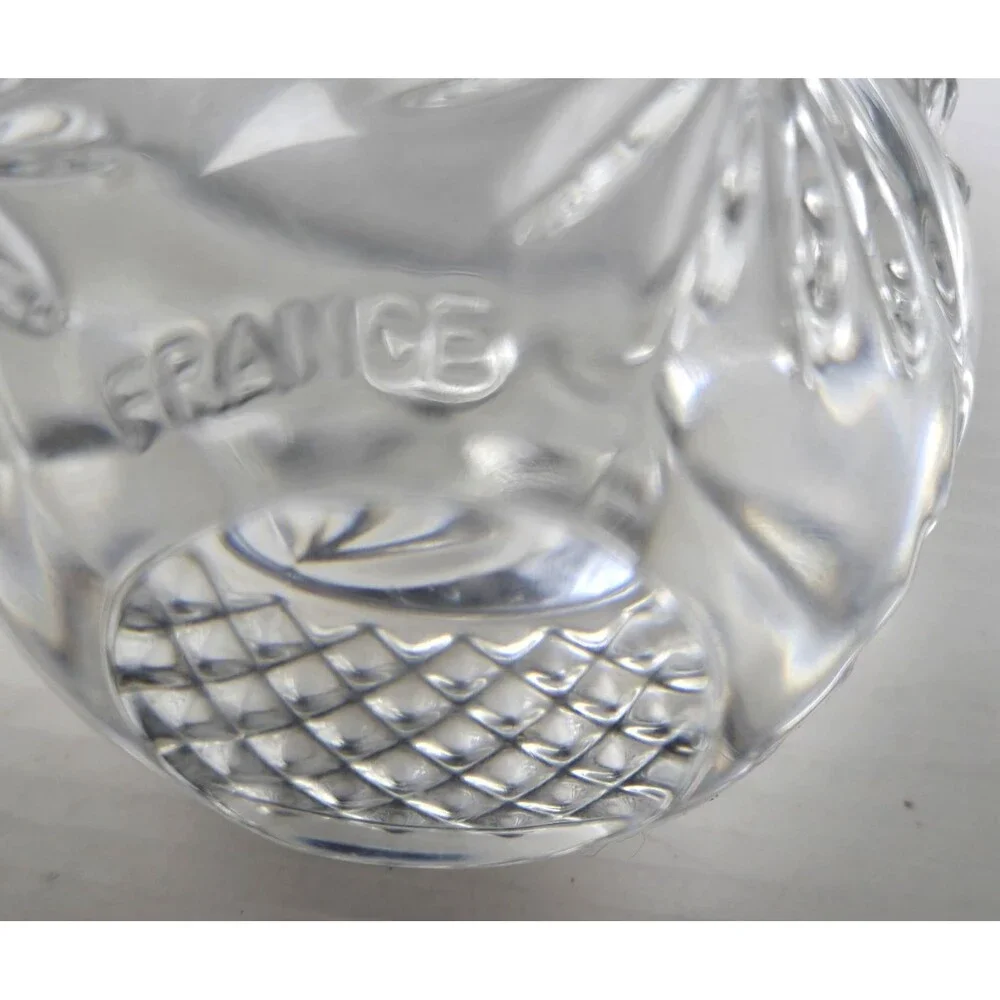 Vintage Lead Crystal Egg Paperweight France Diamond & Fan Clear Cut Glass 3.25" - Picture 8 of 8